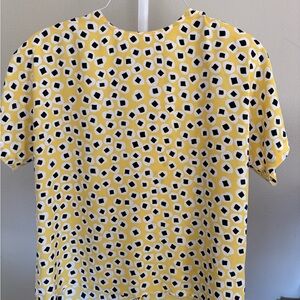Vibrant Yellow Geometric Short Sleeve Top